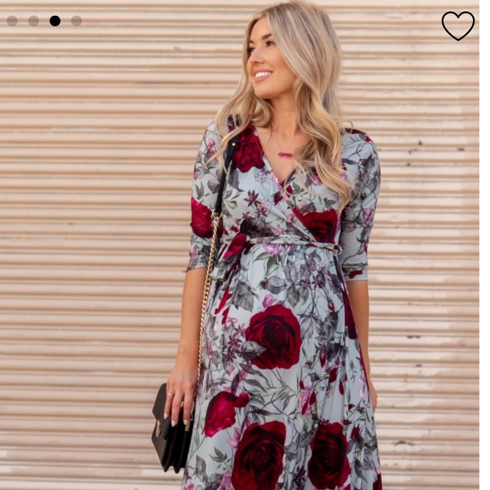 Gray Floral Maxi Dress